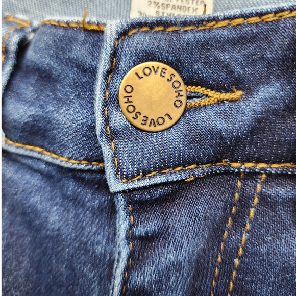 Love Soho Jeans Womens 3 Juniors Blue Mid Rise Skinny Dark Wash Stretch Denim - Picture 2 of 11